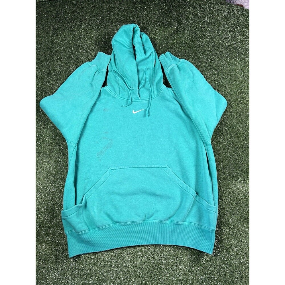 Vintage Nike Center Swoosh Green Hoodie Medium Y2K Pullover